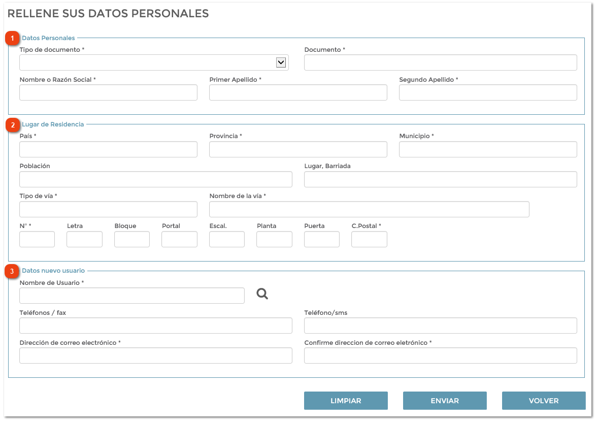 1.2. Rellene sus datos personales